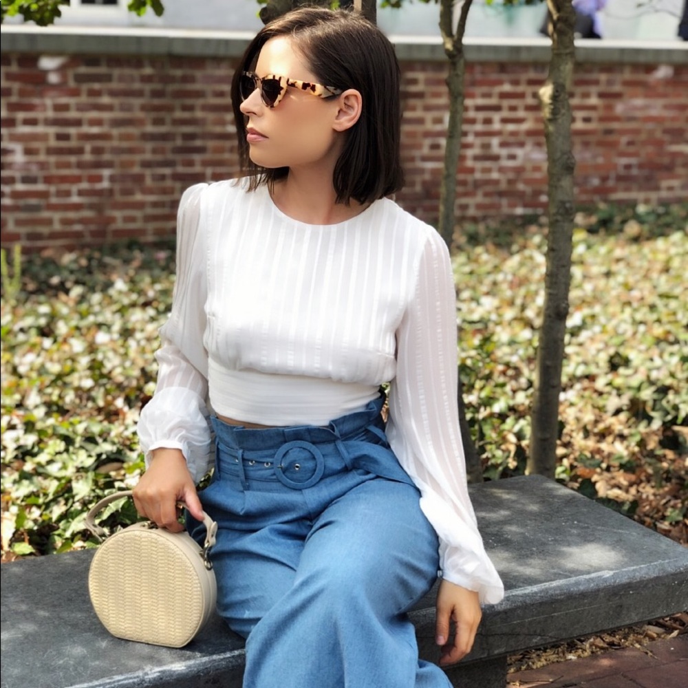 Last 1✨🆕Sanibel White Puff Sleeve Open Back Top - Picture 5 of 8